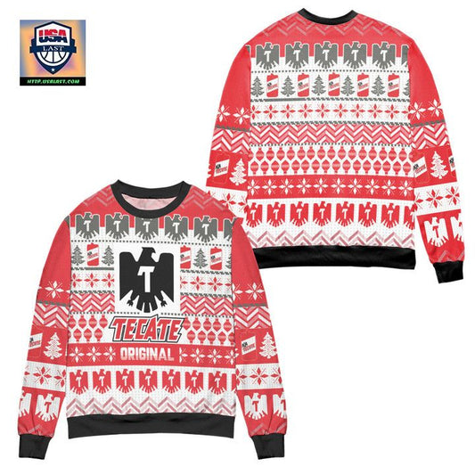 Tecate Original Pine Tree Pattern Ugly Christmas Sweater ? Red ? Usalast