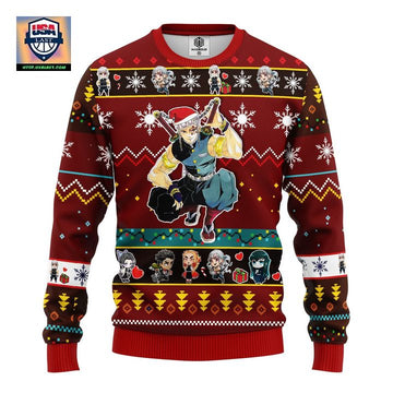 Tengen Uzui Demon Slayer Anime Ugly Christmas Sweater Red 1- Amazing Gift Idea Thanksgiving Gift ? Usalast