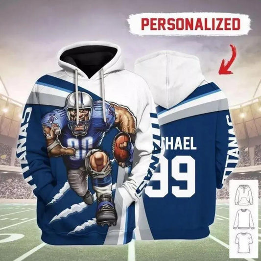 Tennessee Team Titanss Custom NFL 3D All Over Print Hoodie -Moonbestprint