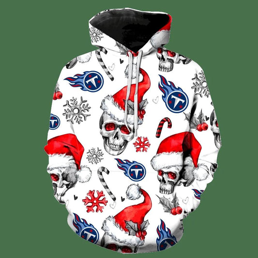 Tennessee Titans Christmas Skull NFL 3D All Over Print Hoodie -Moonbestprint