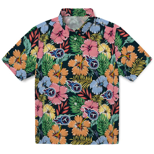 Tennessee Titans Hawaiian Shirt - Brilliant Hibiscus Garden | Moonbestprint