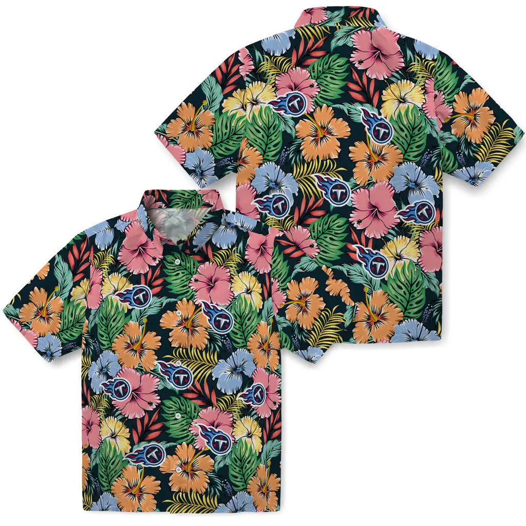 Tennessee Titans Hawaiian Shirt - Brilliant Hibiscus Garden | Moonbestprint