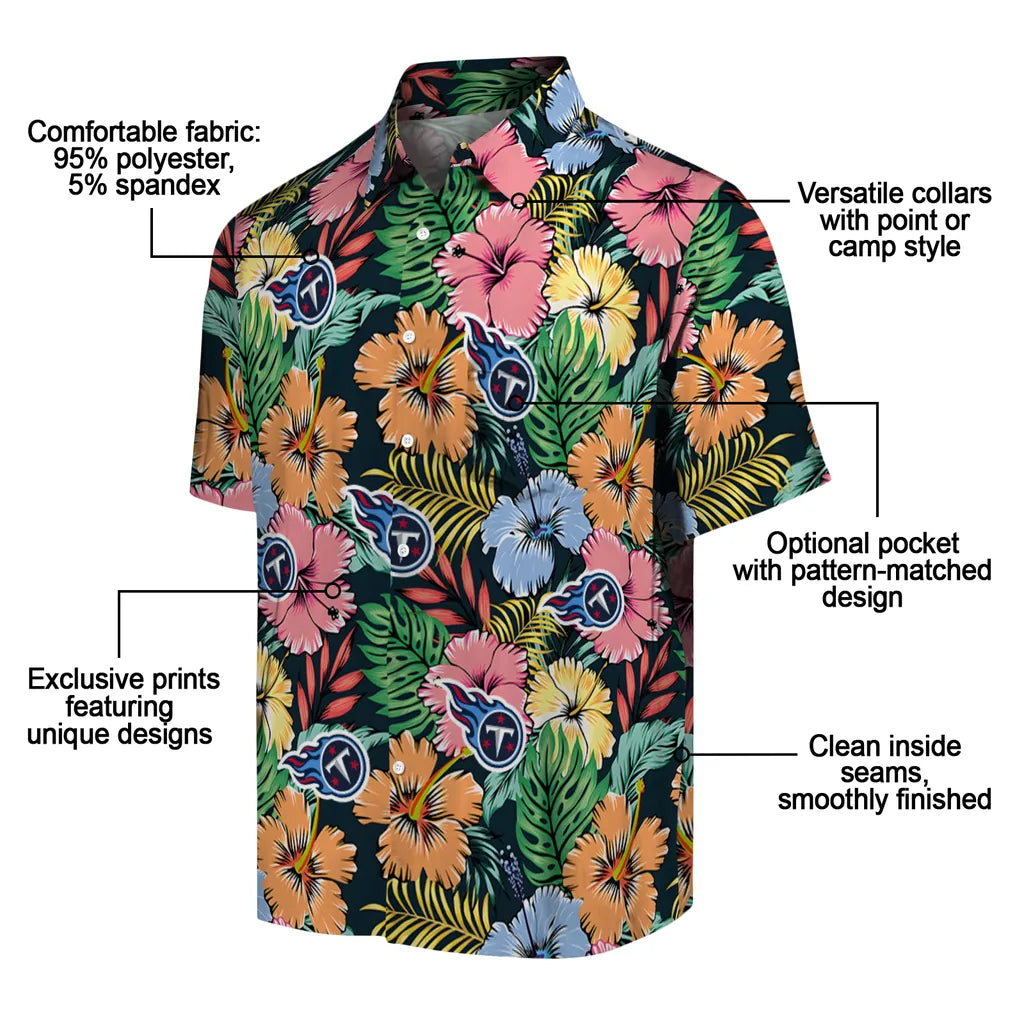 Tennessee Titans Hawaiian Shirt - Brilliant Hibiscus Garden | Moonbestprint