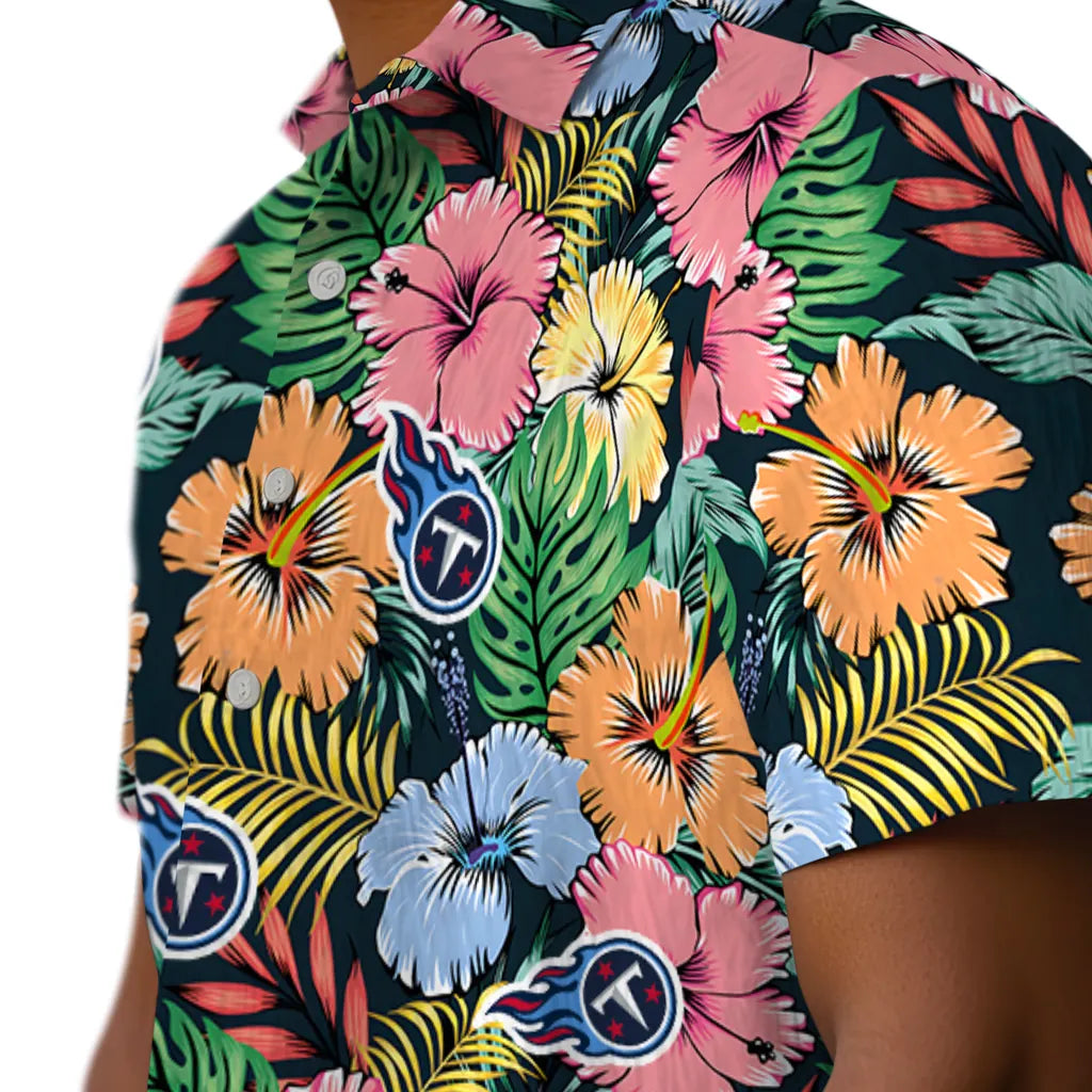 Tennessee Titans Hawaiian Shirt - Brilliant Hibiscus Garden | Moonbestprint
