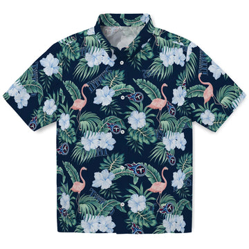 Tennessee Titans Hawaiian Shirt - Flamingo and Hibiscus | Moonbestprint