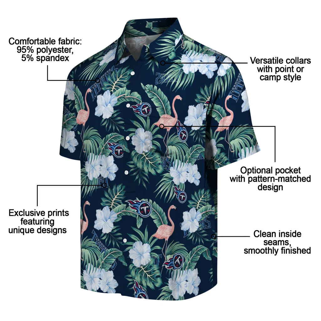 Tennessee Titans Hawaiian Shirt - Flamingo and Hibiscus | Moonbestprint