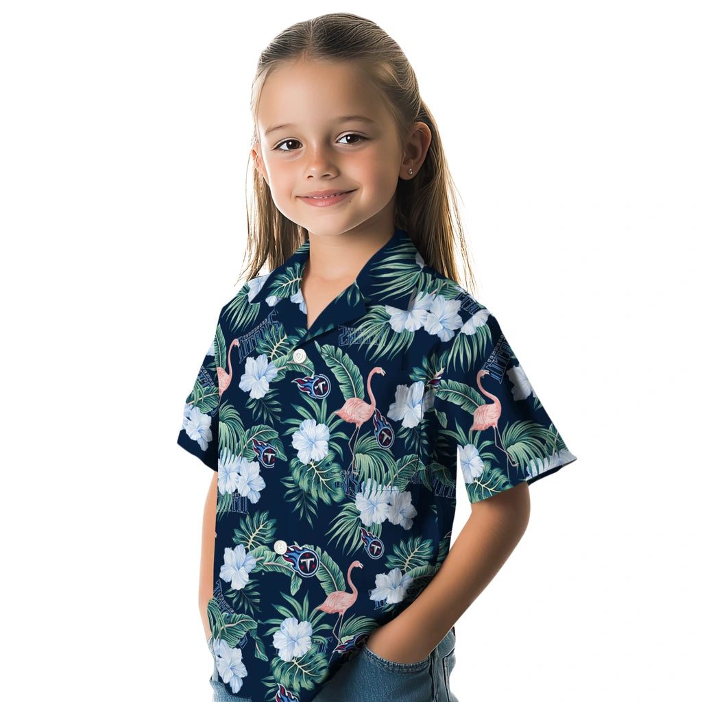 Tennessee Titans Hawaiian Shirt - Flamingo and Hibiscus | Moonbestprint