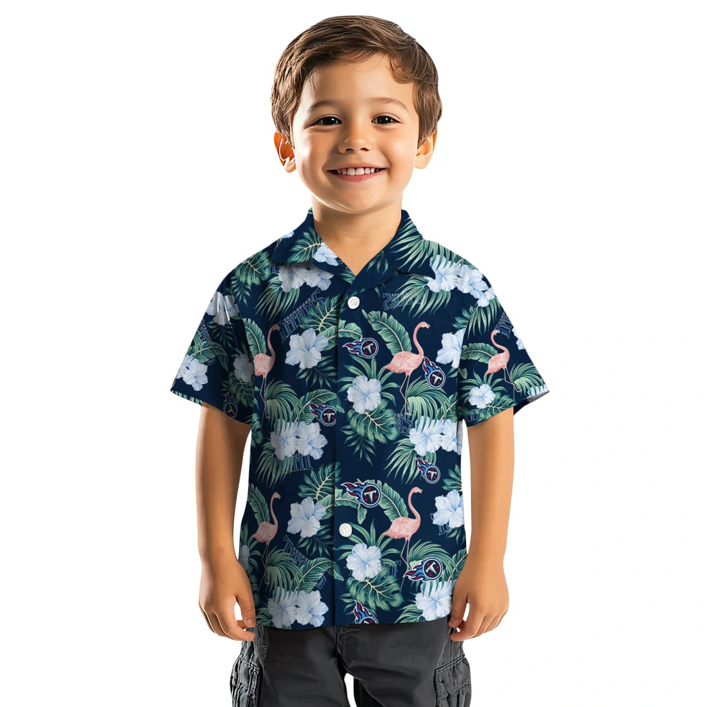 Tennessee Titans Hawaiian Shirt - Flamingo and Hibiscus | Moonbestprint