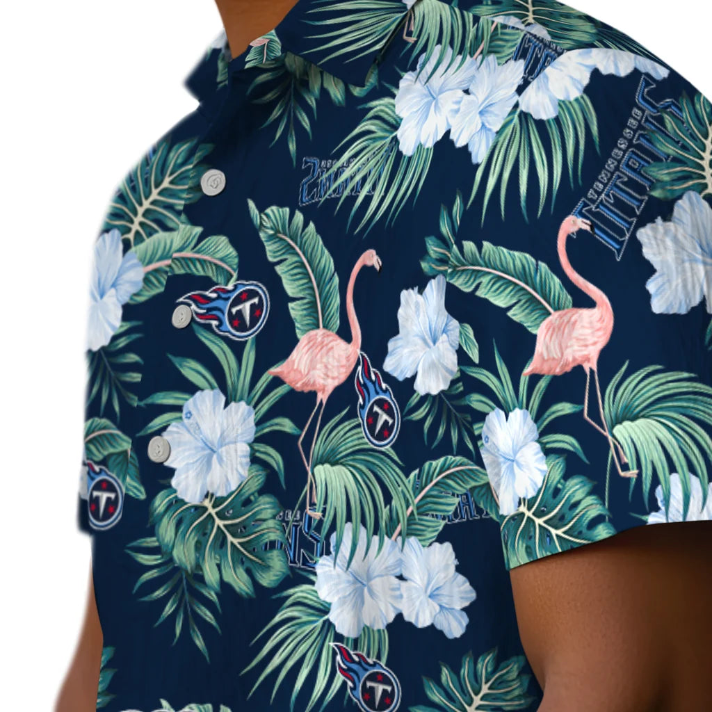 Tennessee Titans Hawaiian Shirt - Flamingo and Hibiscus | Moonbestprint