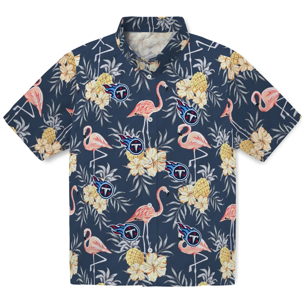 Tennessee Titans Hawaiian Shirt - Flamingo Hibiscus | Moonbestprint