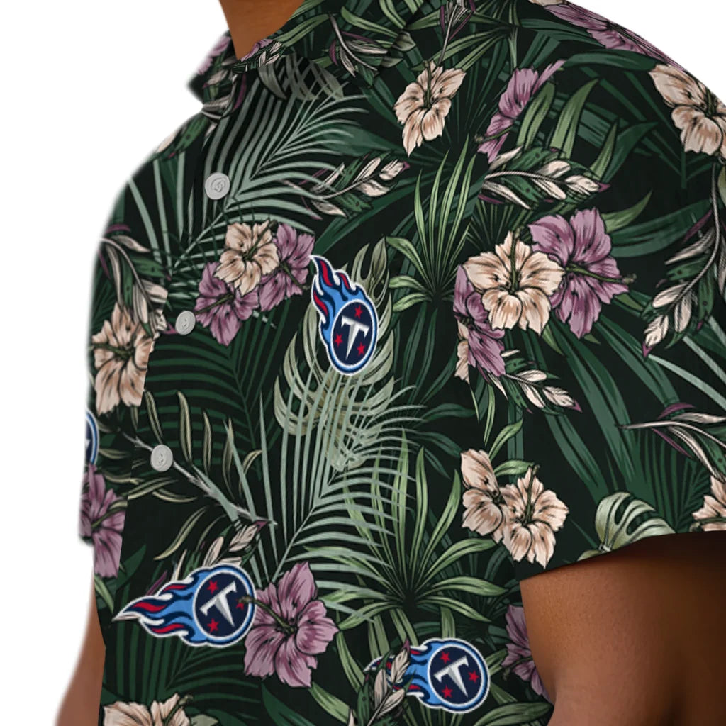 Tennessee Titans Hawaiian Shirt - Hibiscus Leaves Pattern | Moonbestprint
