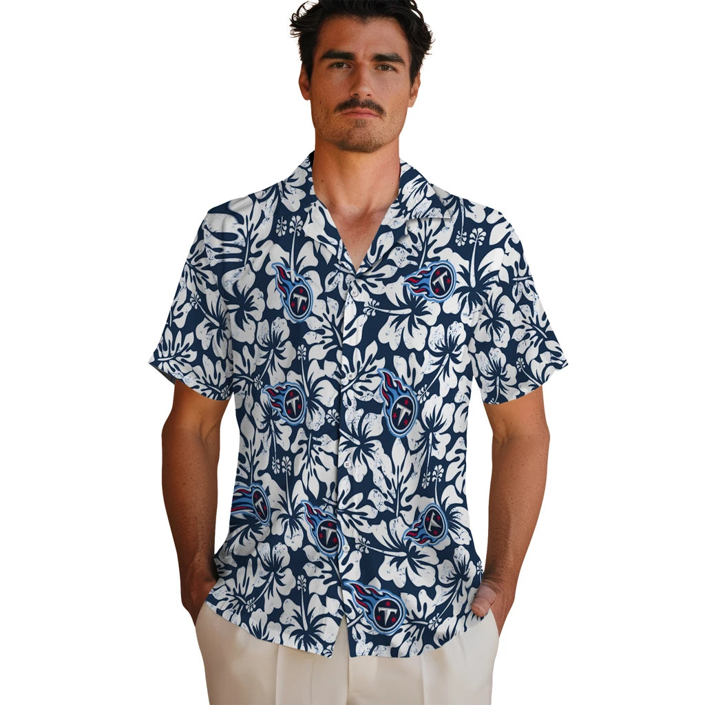Tennessee Titans Hawaiian Shirt - Hibiscus Motif | Moonbestprint