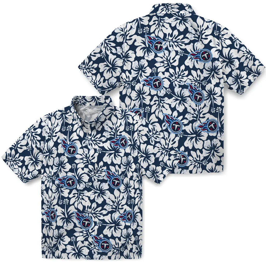 Tennessee Titans Hawaiian Shirt - Hibiscus Motif | Moonbestprint
