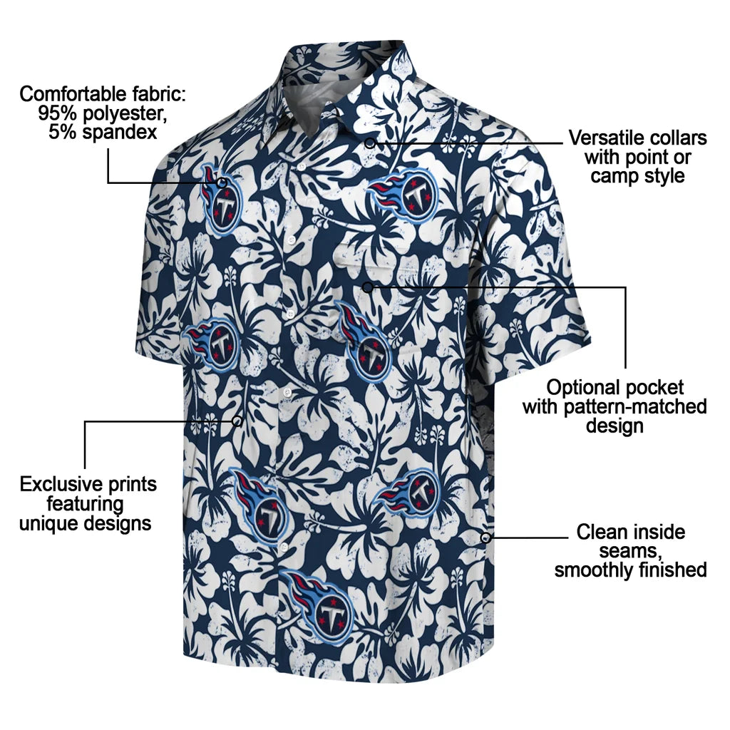 Tennessee Titans Hawaiian Shirt - Hibiscus Motif | Moonbestprint