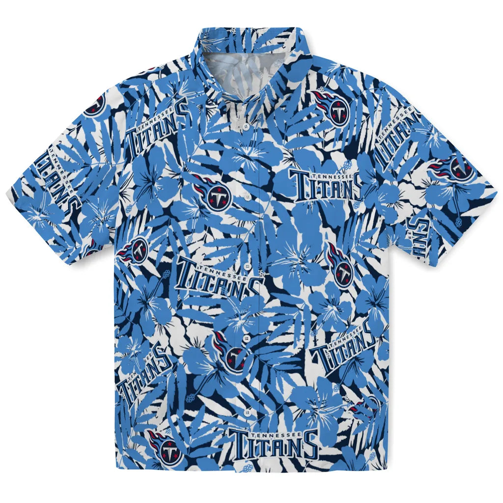 Tennessee Titans Hawaiian Shirt - Hibiscus Overlay | Moonbestprint