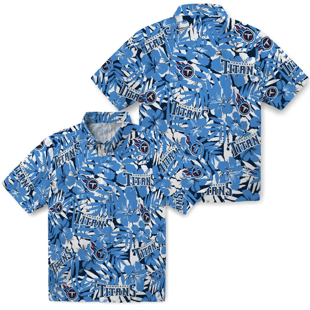 Tennessee Titans Hawaiian Shirt - Hibiscus Overlay | Moonbestprint