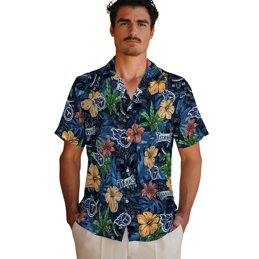 Tennessee Titans Hawaiian Shirt - Hibiscus Tiki Jungle | Moonbestprint