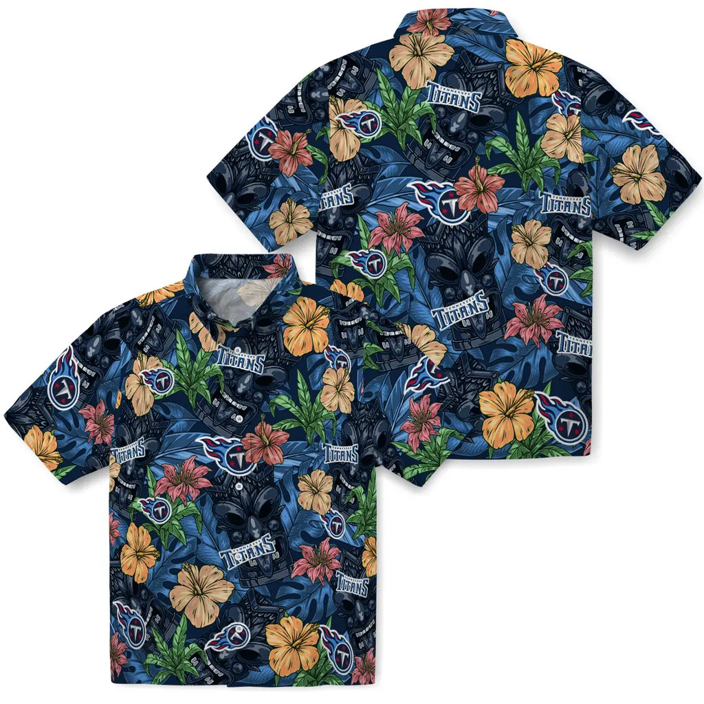 Tennessee Titans Hawaiian Shirt - Hibiscus Tiki Jungle | Moonbestprint