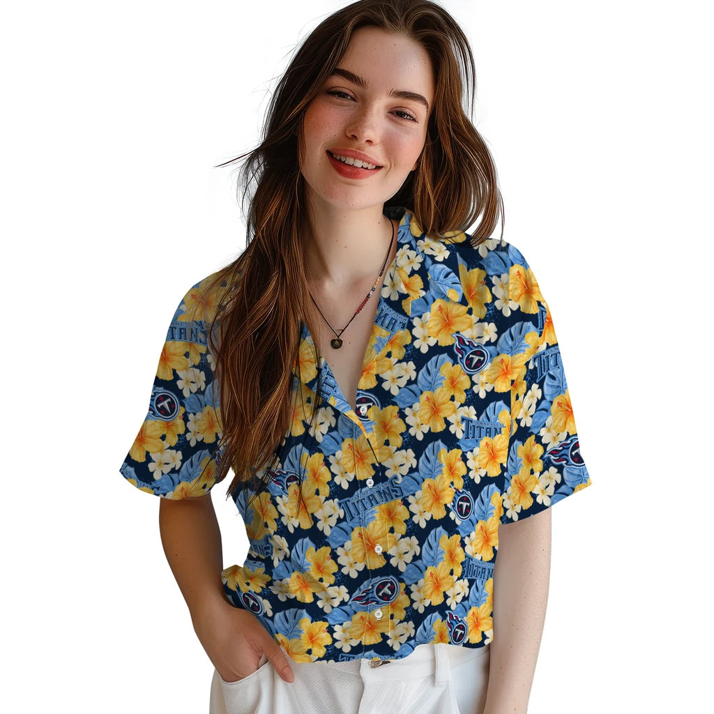 Tennessee Titans Hawaiian Shirt - Hibiscus Tropics | Moonbestprint