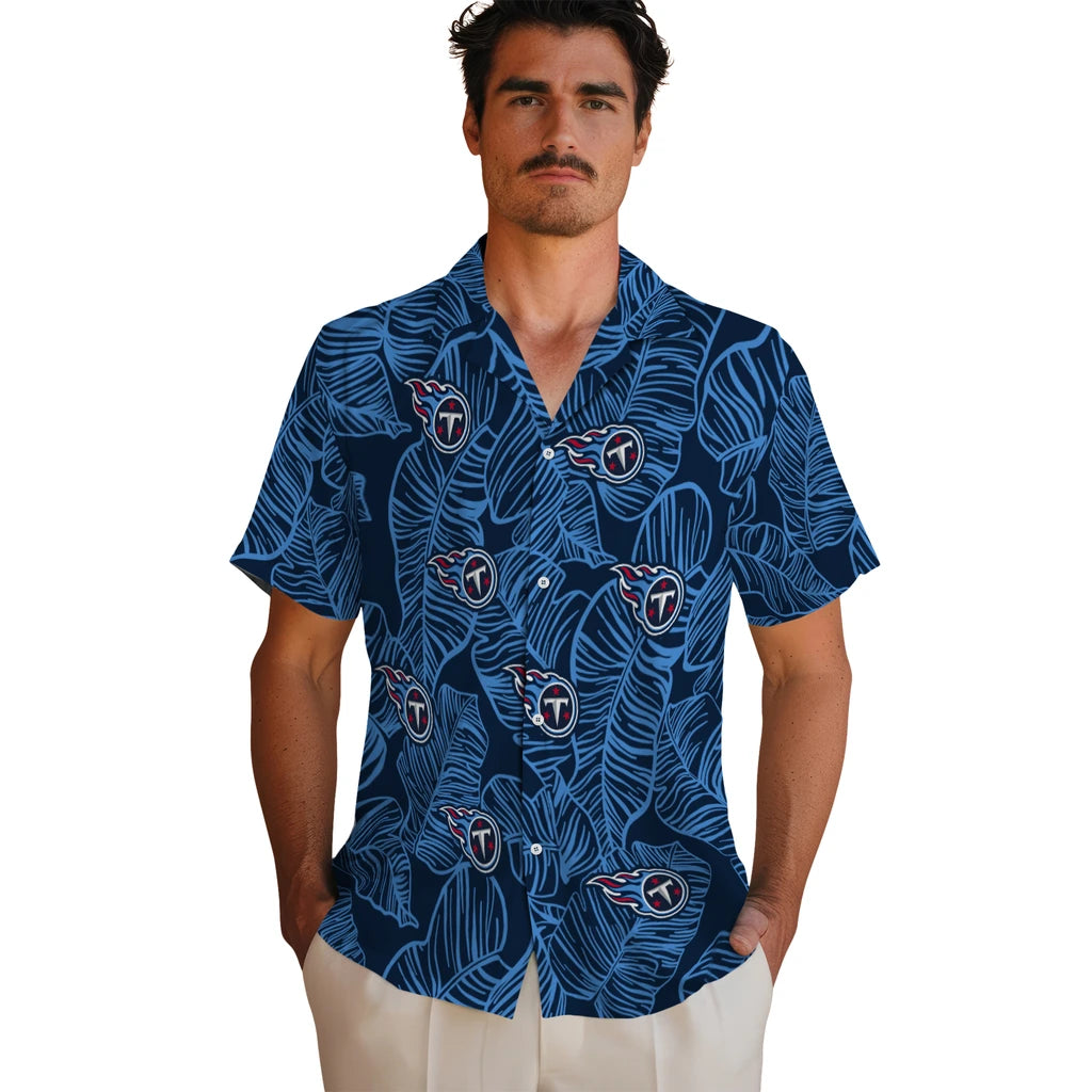 Tennessee Titans Hawaiian Shirt - Leaf Outline | Moonbestprint