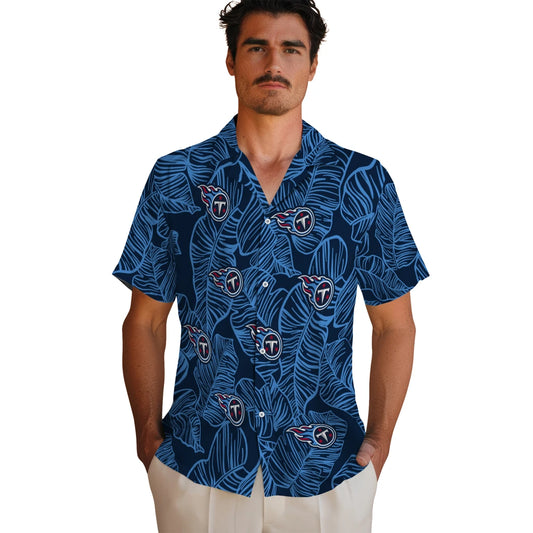 Tennessee Titans Hawaiian Shirt - Leaf Outline | Moonbestprint