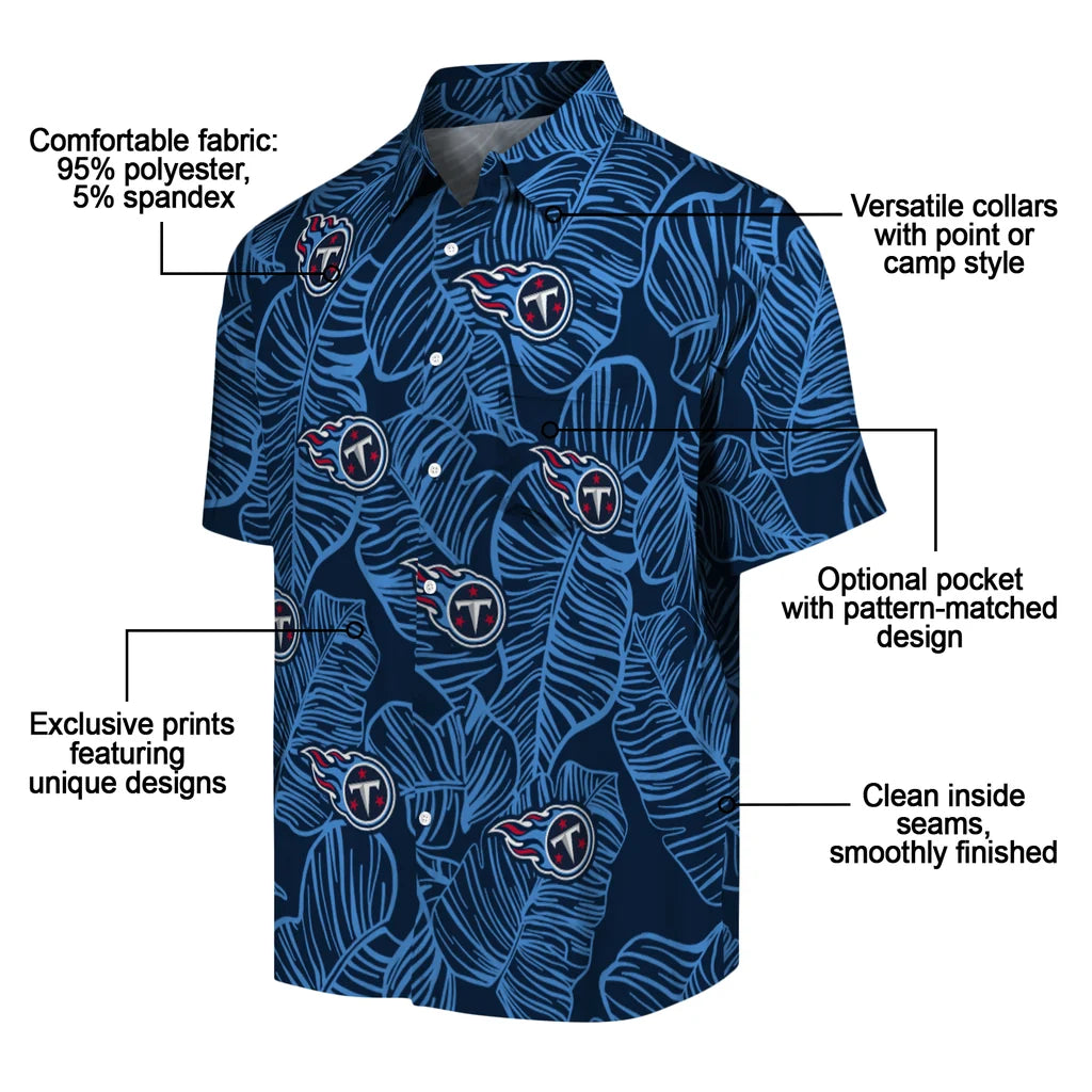 Tennessee Titans Hawaiian Shirt - Leaf Outline | Moonbestprint