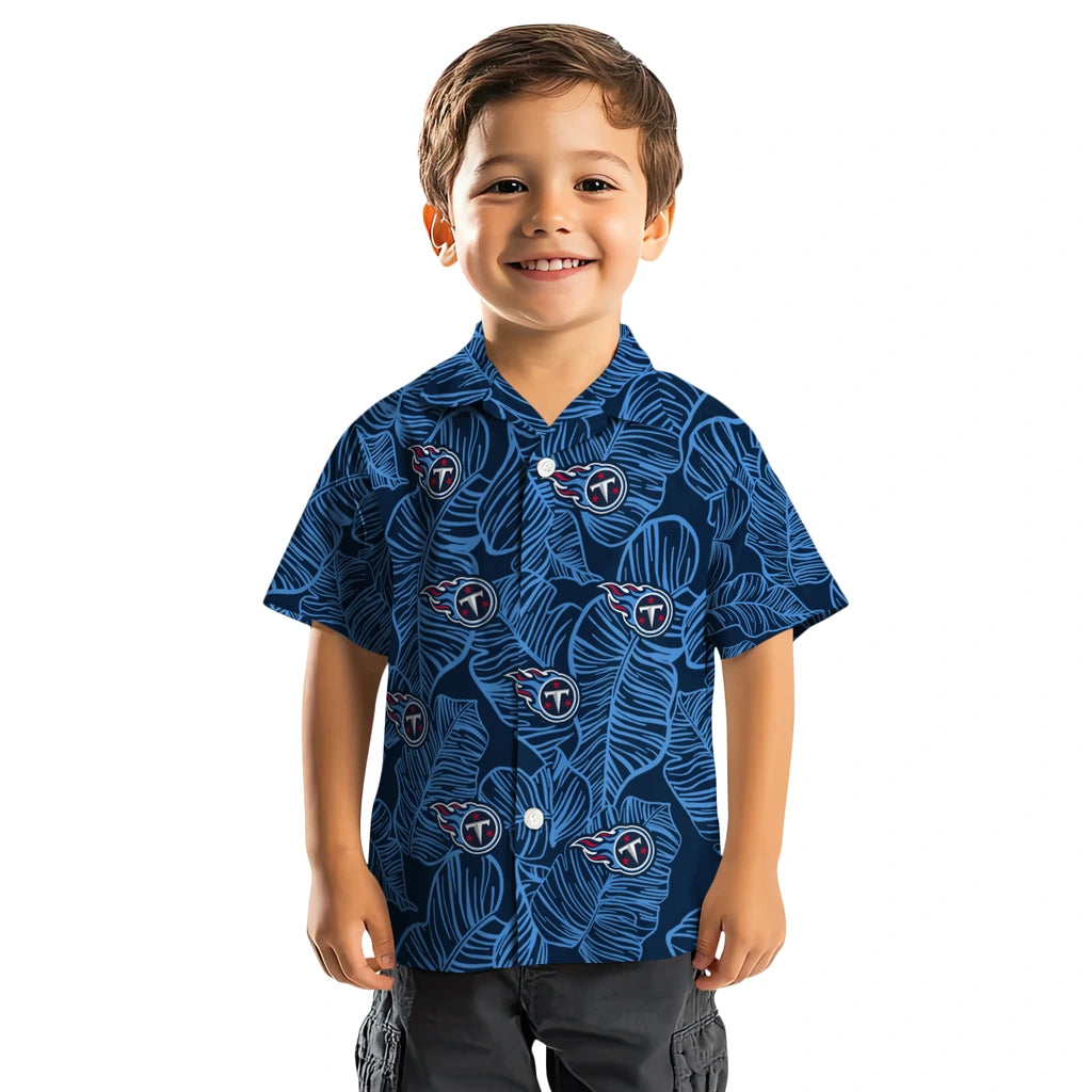 Tennessee Titans Hawaiian Shirt - Leaf Outline | Moonbestprint