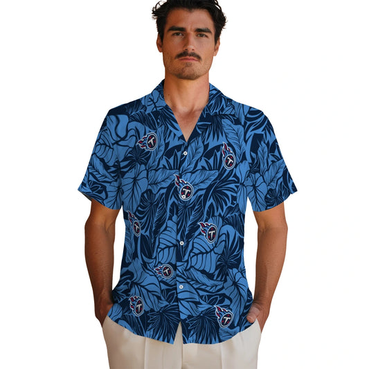 Tennessee Titans Hawaiian Shirt - Monstera Layer | Moonbestprint