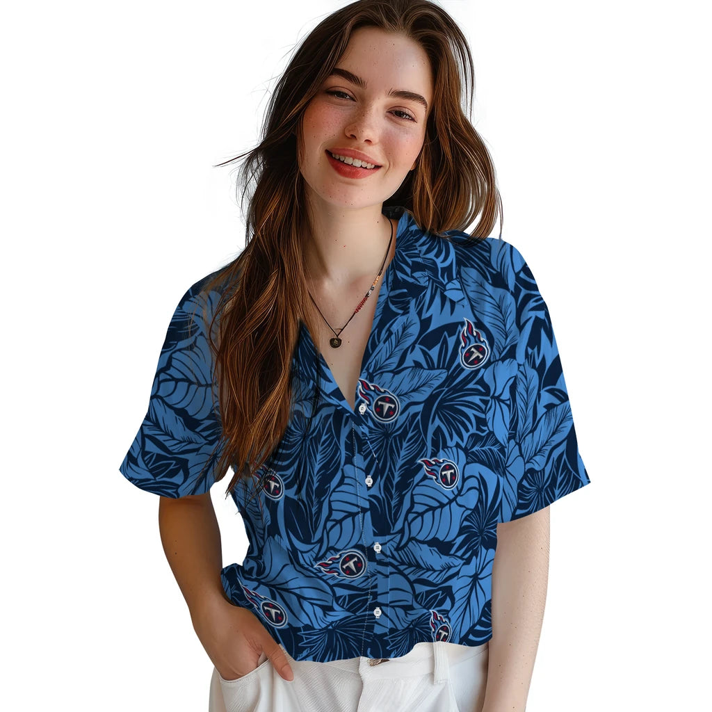 Tennessee Titans Hawaiian Shirt - Monstera Layer | Moonbestprint