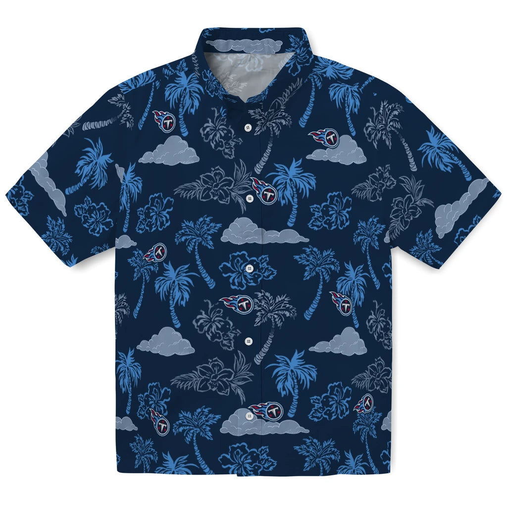 Tennessee Titans Hawaiian Shirt - Palm And Clouds | Moonbestprint