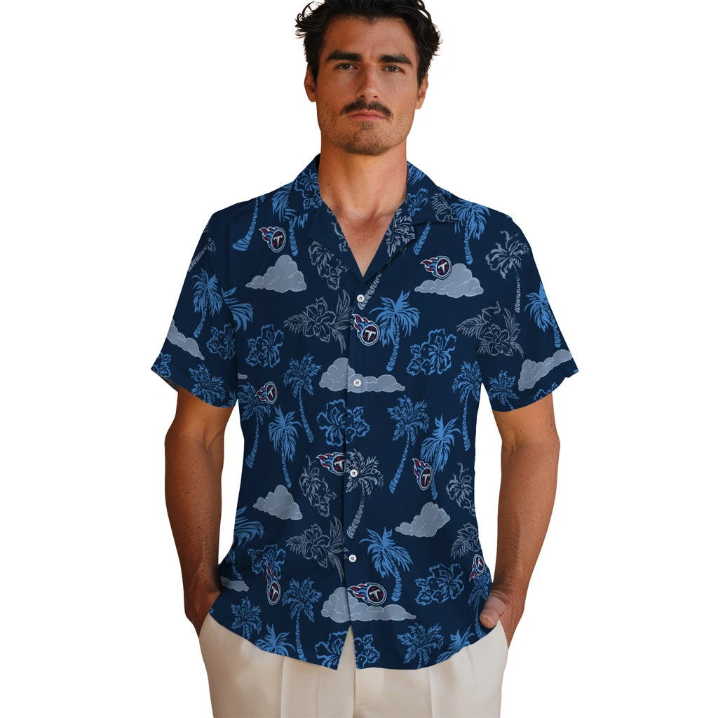 Tennessee Titans Hawaiian Shirt - Palm And Clouds | Moonbestprint