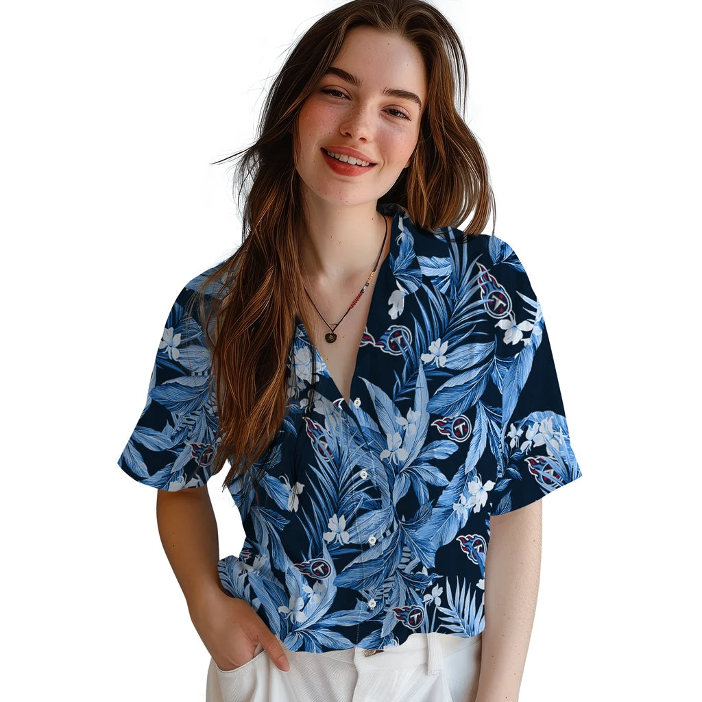 Tennessee Titans Hawaiian Shirt - Palm Leaves | Moonbestprint