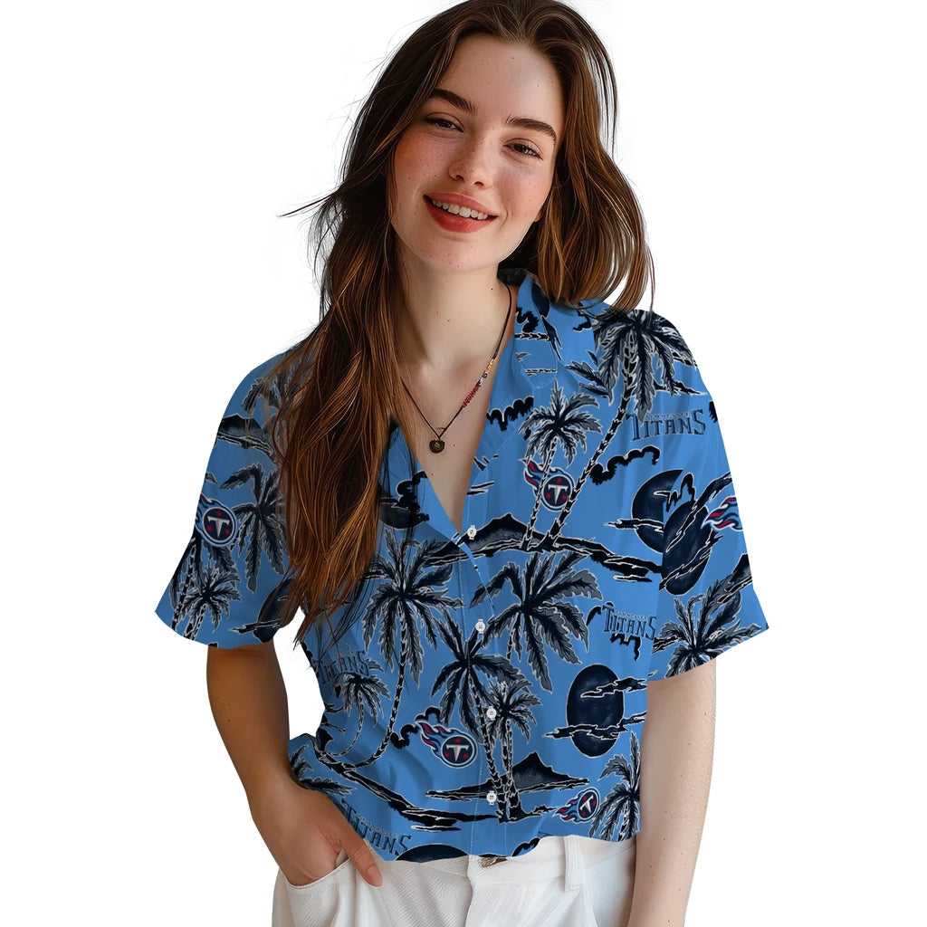 Tennessee Titans Hawaiian Shirt - Palm Sunset | Moonbestprint