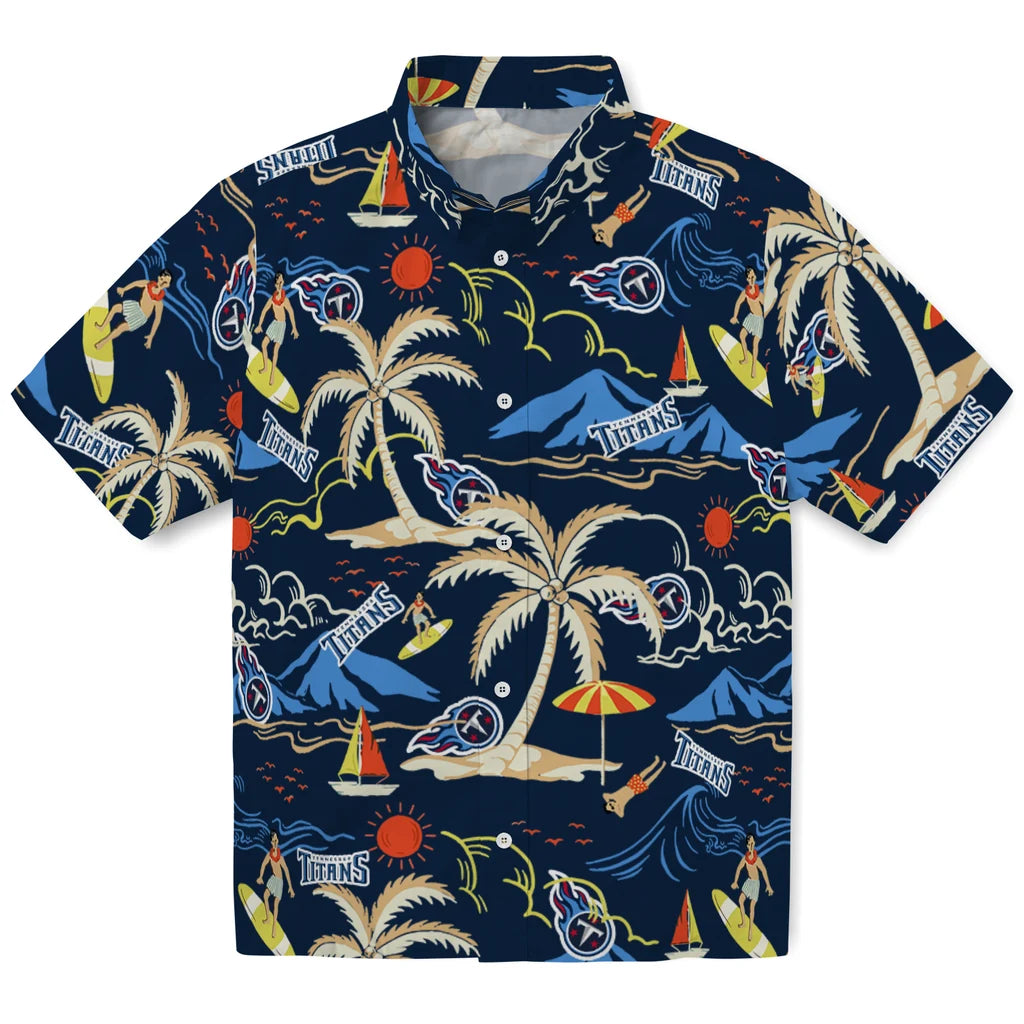Tennessee Titans Hawaiian Shirt - Palm Tree Island | Moonbestprint