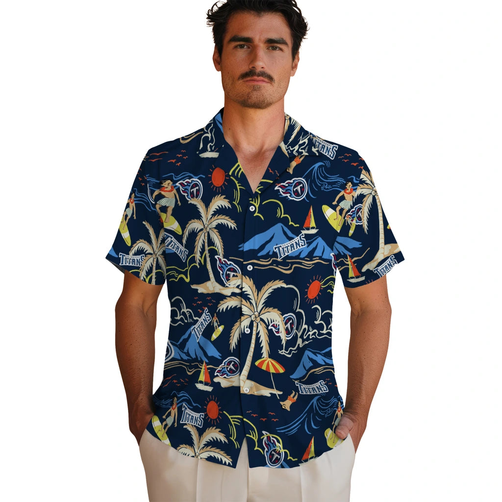 Tennessee Titans Hawaiian Shirt - Palm Tree Island | Moonbestprint
