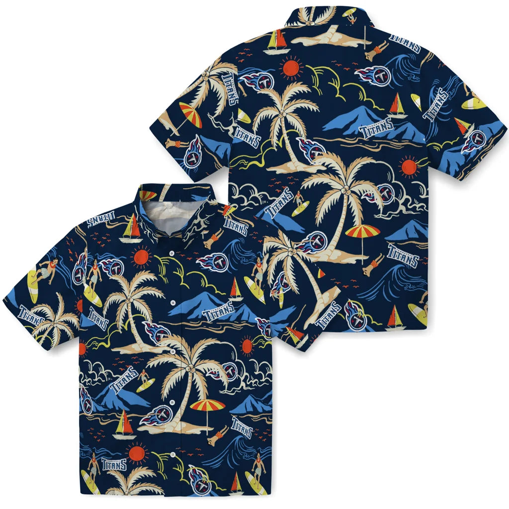 Tennessee Titans Hawaiian Shirt - Palm Tree Island | Moonbestprint