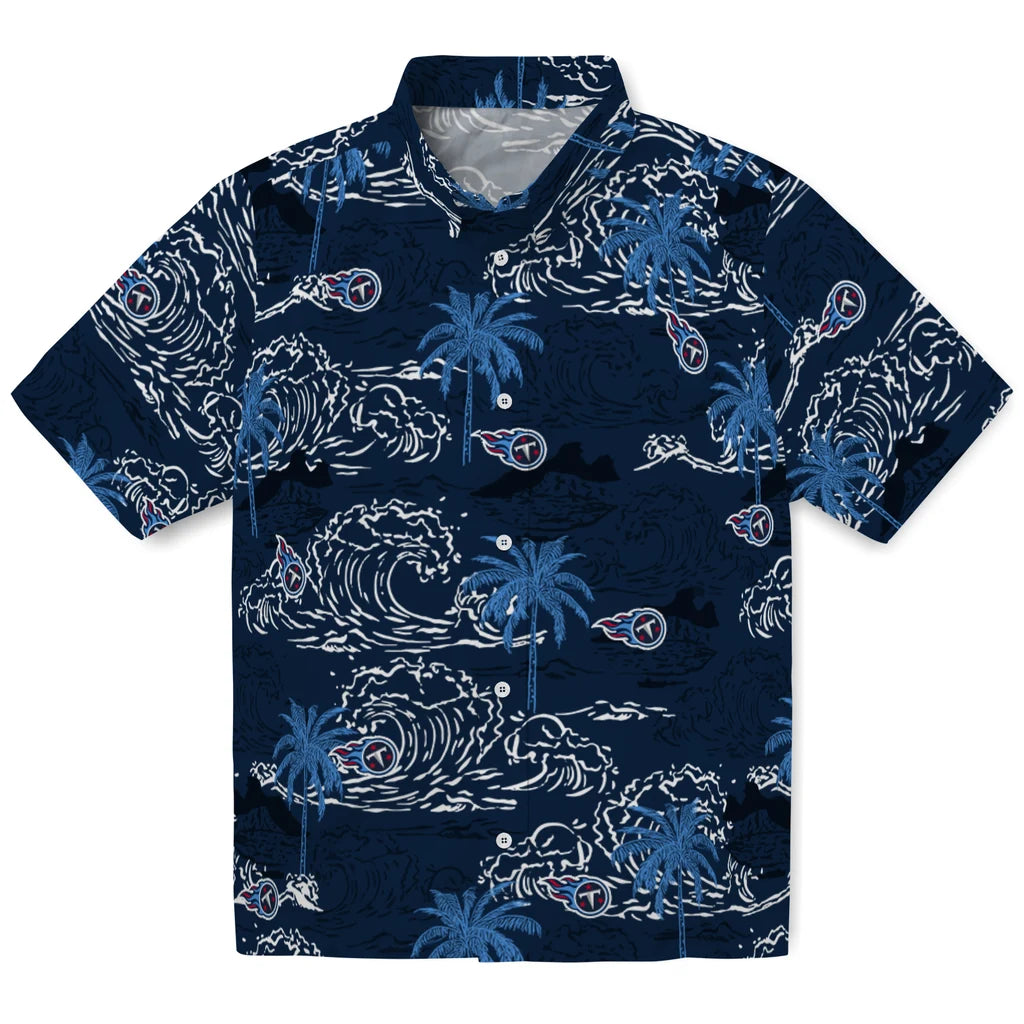 Tennessee Titans Hawaiian Shirt - Wave Palm | Moonbestprint