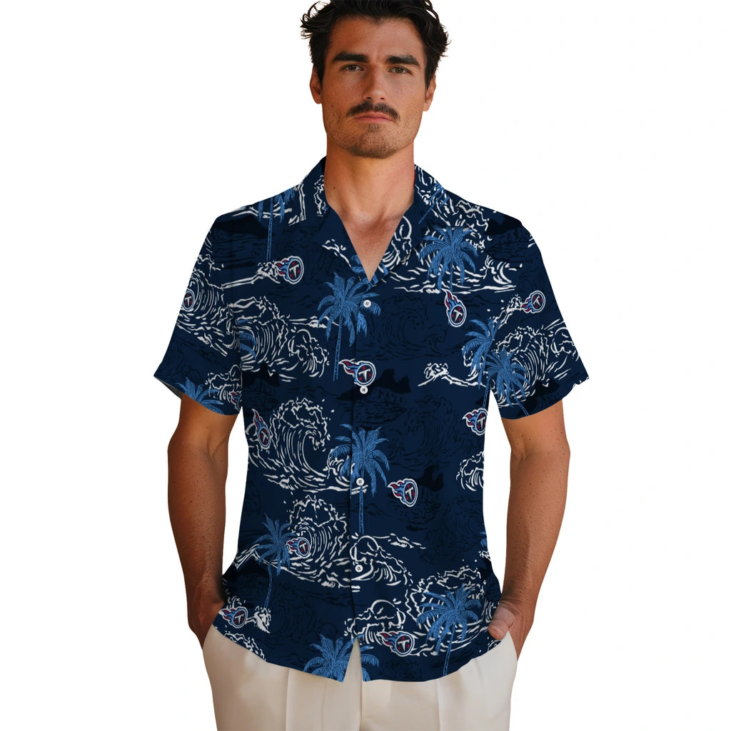Tennessee Titans Hawaiian Shirt - Wave Palm | Moonbestprint