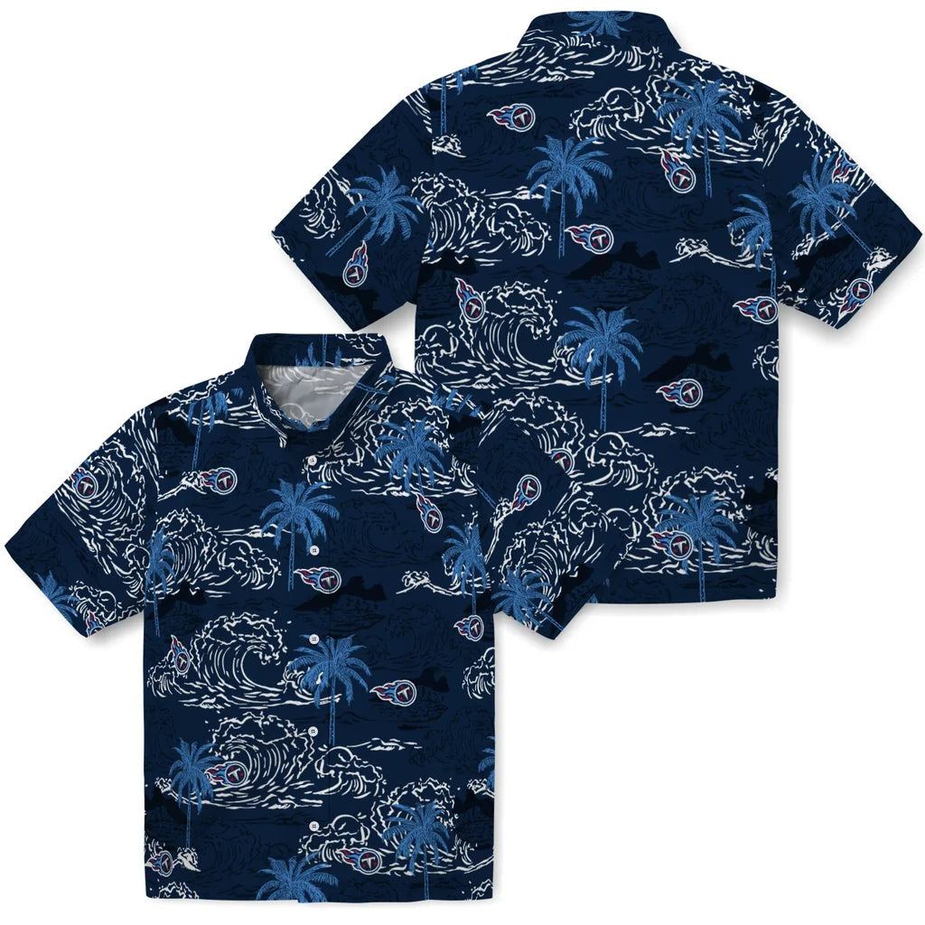 Tennessee Titans Hawaiian Shirt - Wave Palm | Moonbestprint