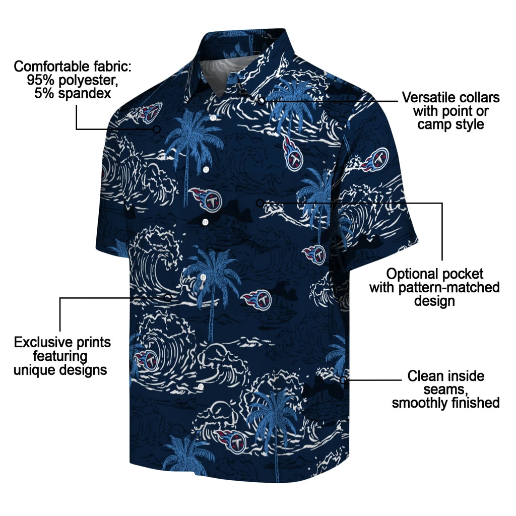 Tennessee Titans Hawaiian Shirt - Wave Palm | Moonbestprint