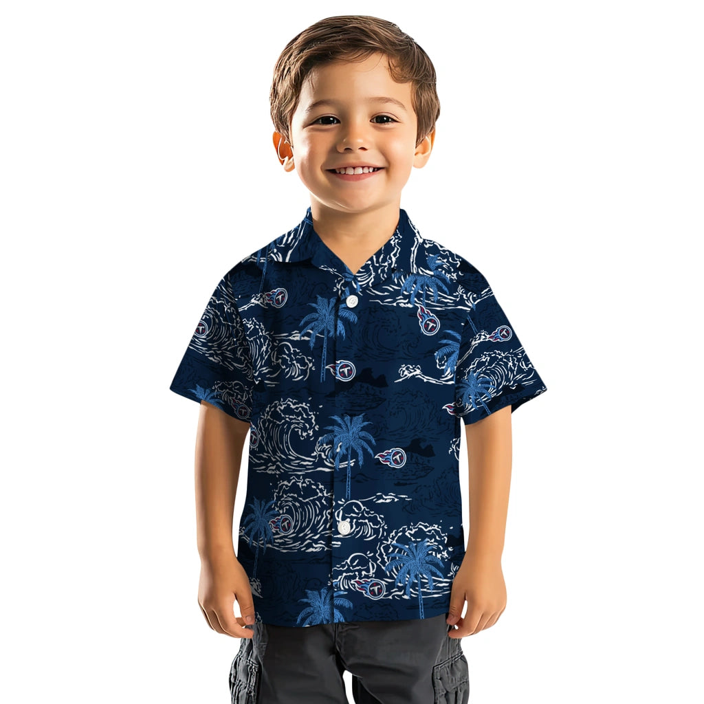 Tennessee Titans Hawaiian Shirt - Wave Palm | Moonbestprint
