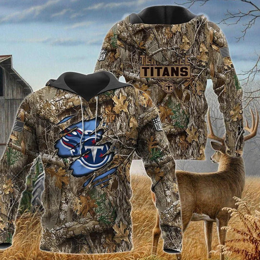 Tennessee Titans Realtree Hunting Camo NFL 3D All Over Print Hoodie -Moonbestprint