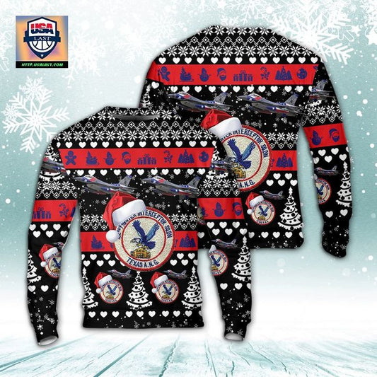 Texas Air National Guard 182d Fighter Squadron F-16 Fighting Falcon Christmas AOP Sweater ? Usalast