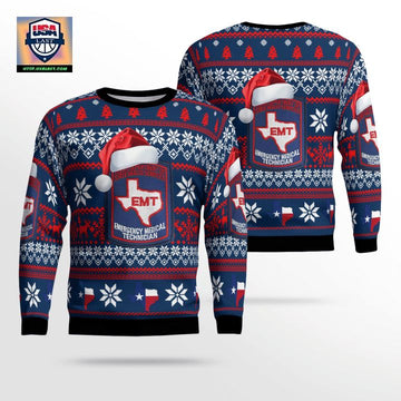 Texas Department Of State Health Services EMT Christmas Sweater 3D ? Usalast