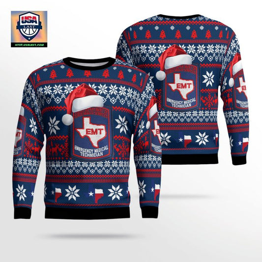 Texas Department Of State Health Services EMT Christmas Sweater 3D ? Usalast