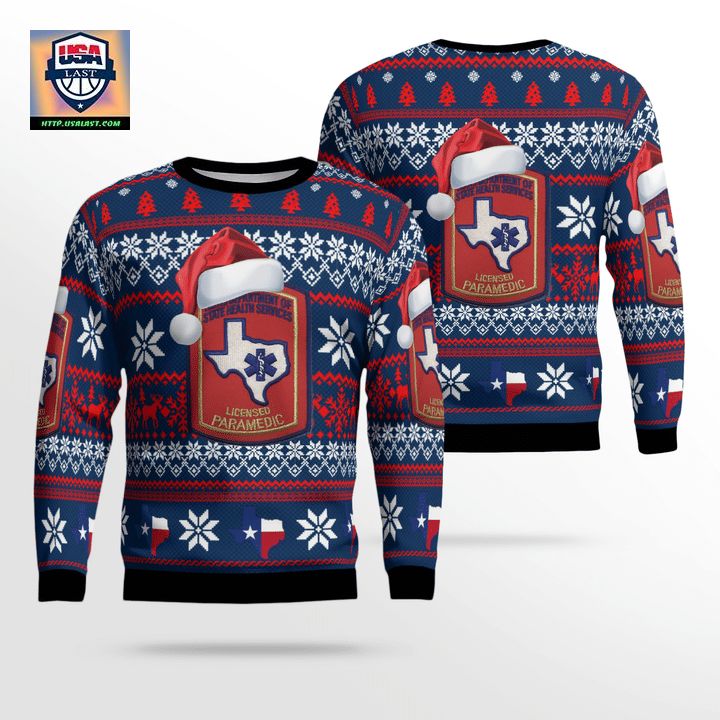 Texas Department Of State Health Services EMT Licensed Paramedic Christmas Sweater 3D ? Usalast