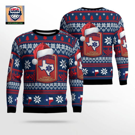 Texas Department Of State Health Services EMT Licensed Paramedic Christmas Sweater 3D ? Usalast