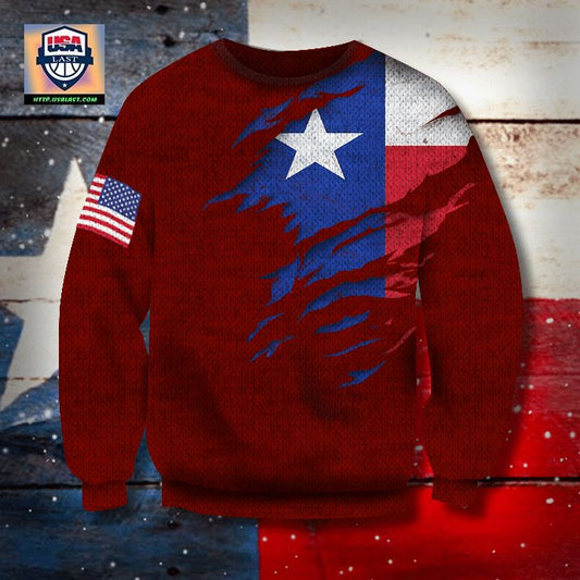 Texas Flag And American Flag 3D Sweater Proud Texan Sweater Winter Gifts Unisex Clothes ? Usalast