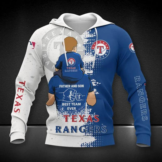 Texas Rangers Dad And Son MLB All Over Print Hoodie -Moonbestprint