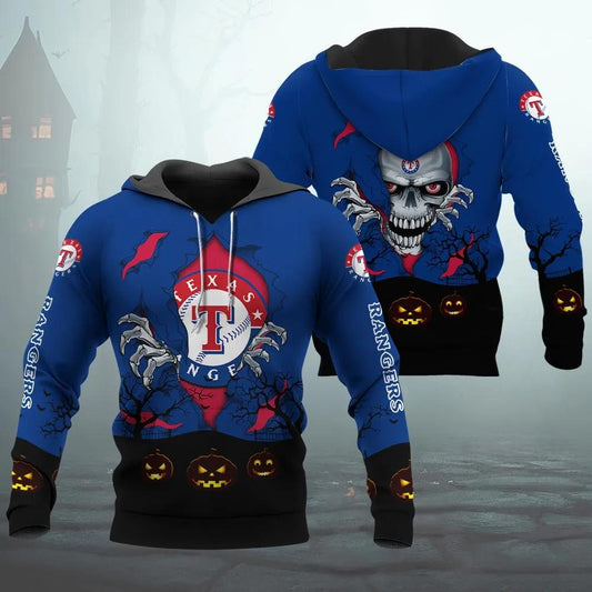 Texas Rangers Halloween 3D MLB All Over Print Hoodie -Moonbestprint